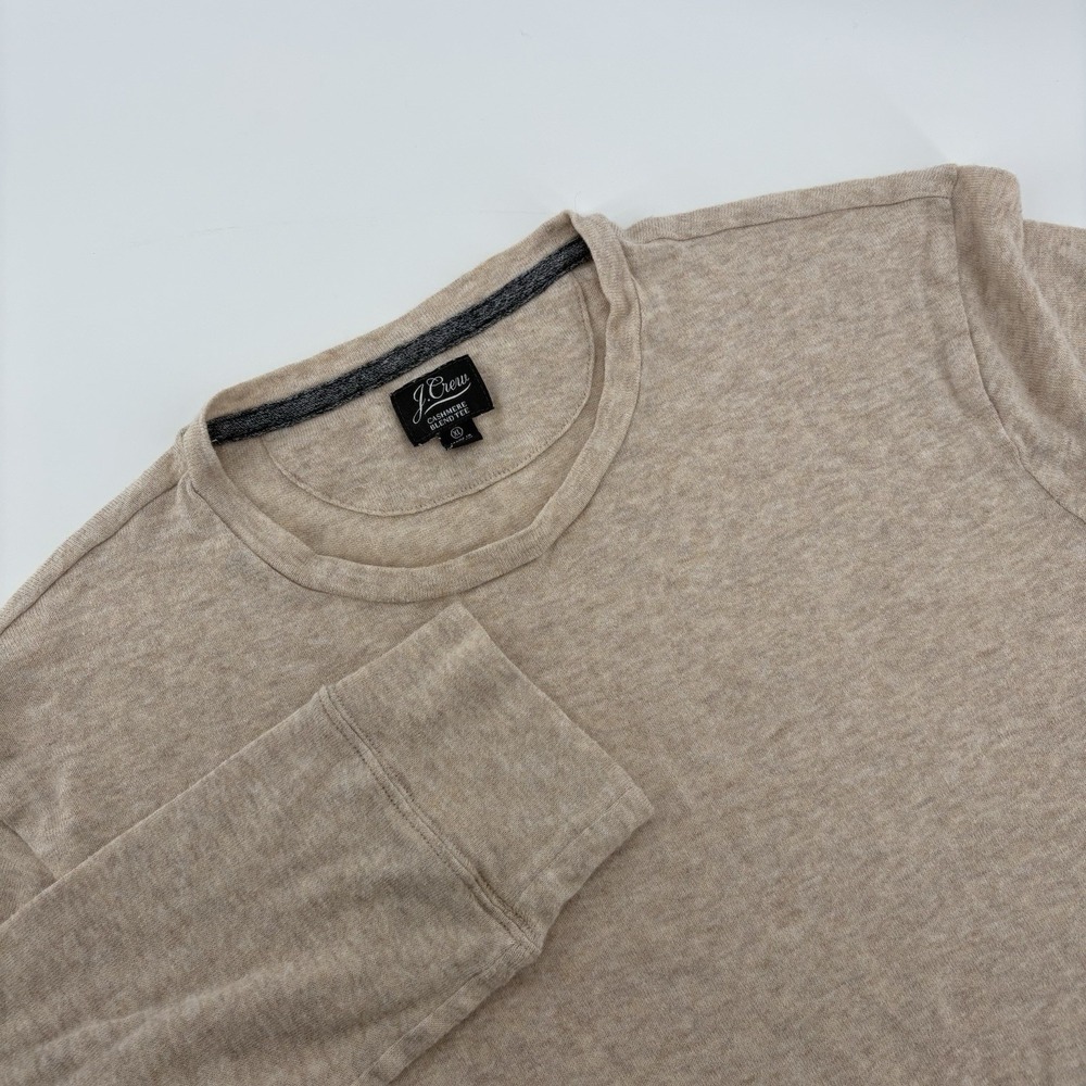 J. Crew Mens‎ Cashmere Blend Tee Size X-Large Long Sleeve Lightweight Tan
